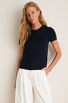 Navy Cashmere Silk Katie Tee