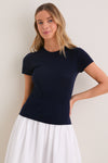 Navy Cashmere Silk Katie Tee