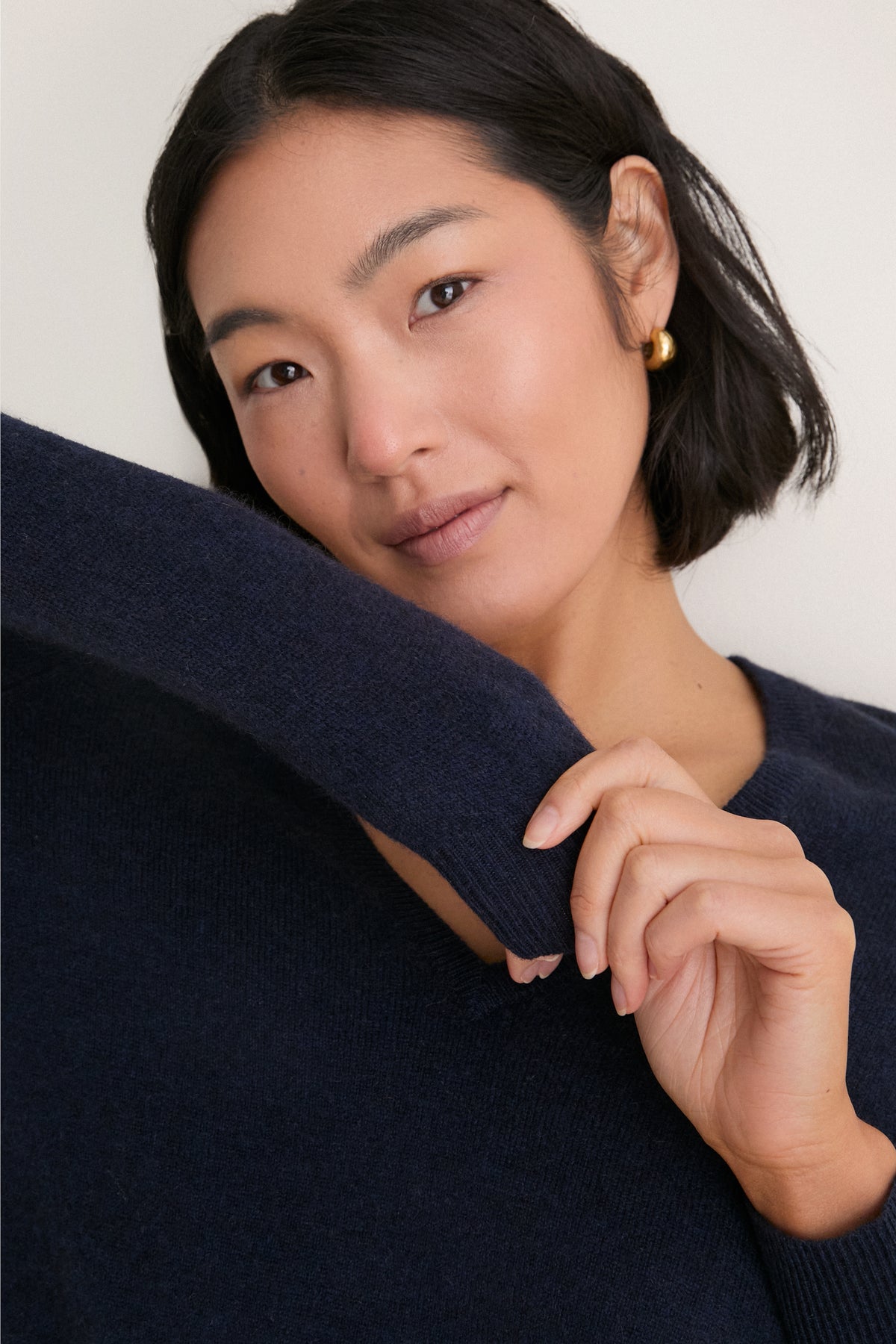 Navy Cashmere Katherine V-Neck Sweater