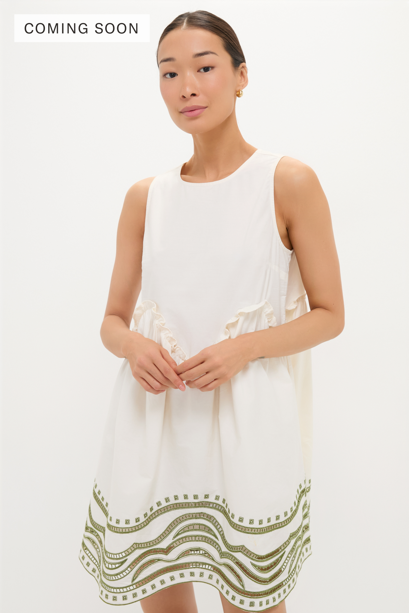 Sage Wave Cotton Joyce Mini Dress