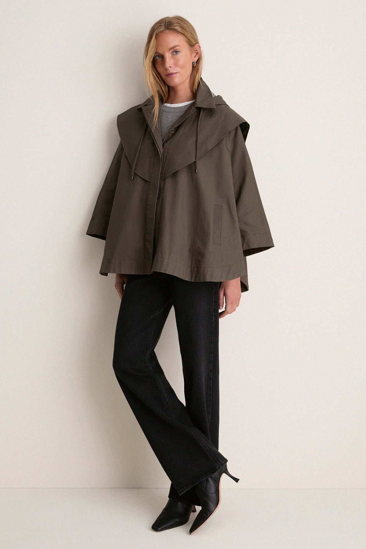 Olive Fletcher Wax Poncho