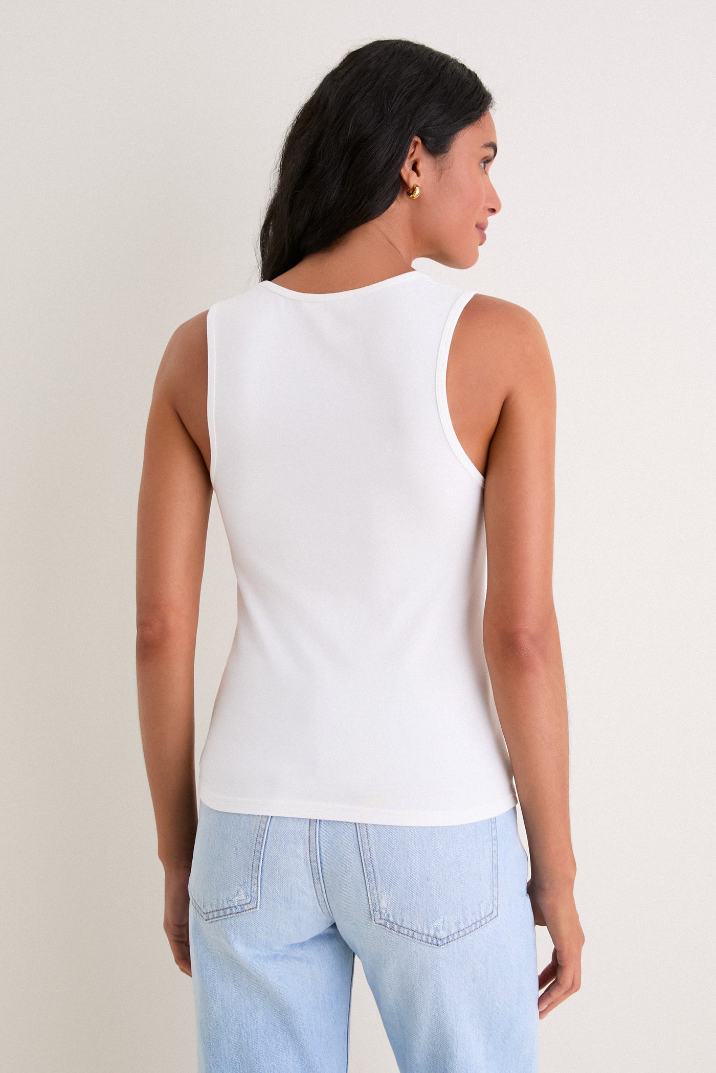 Cream Uri Low-Cut Tank