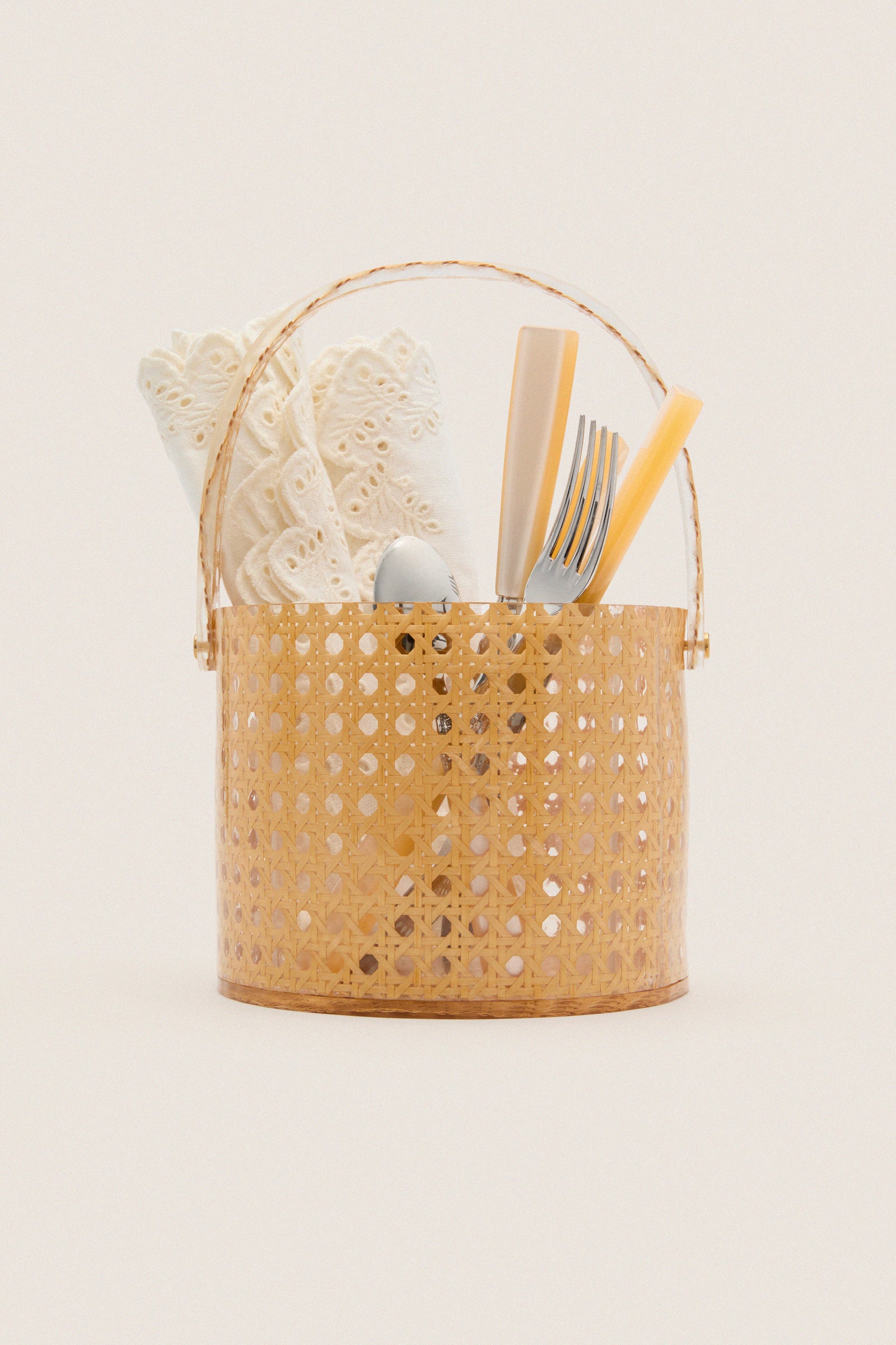 Cane Acrylic Utensil Caddy