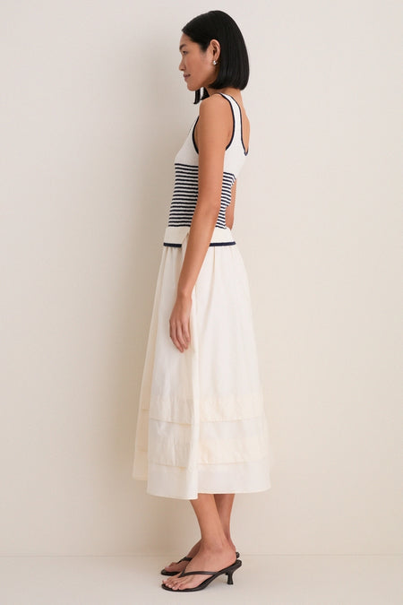 Exclusive Cream Striped Midi Dress