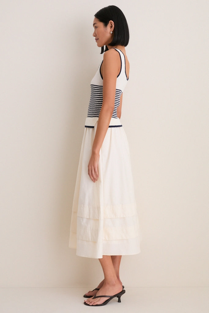 Exclusive Cream Striped Midi Dress