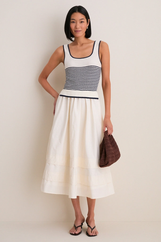 Exclusive Cream Striped Midi Dress
