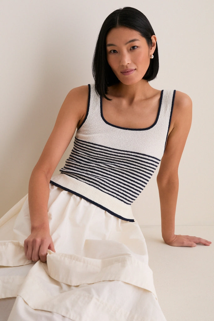 Moon River Exclusive Cream Striped Midi Dress Cream / M Moon River Exclusive Cream Striped Midi Dress Cream / M
