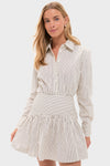 Ivory and Dark Oak Micro Stripe Rocco Mini Dress