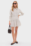 Ivory and Dark Oak Micro Stripe Rocco Mini Dress