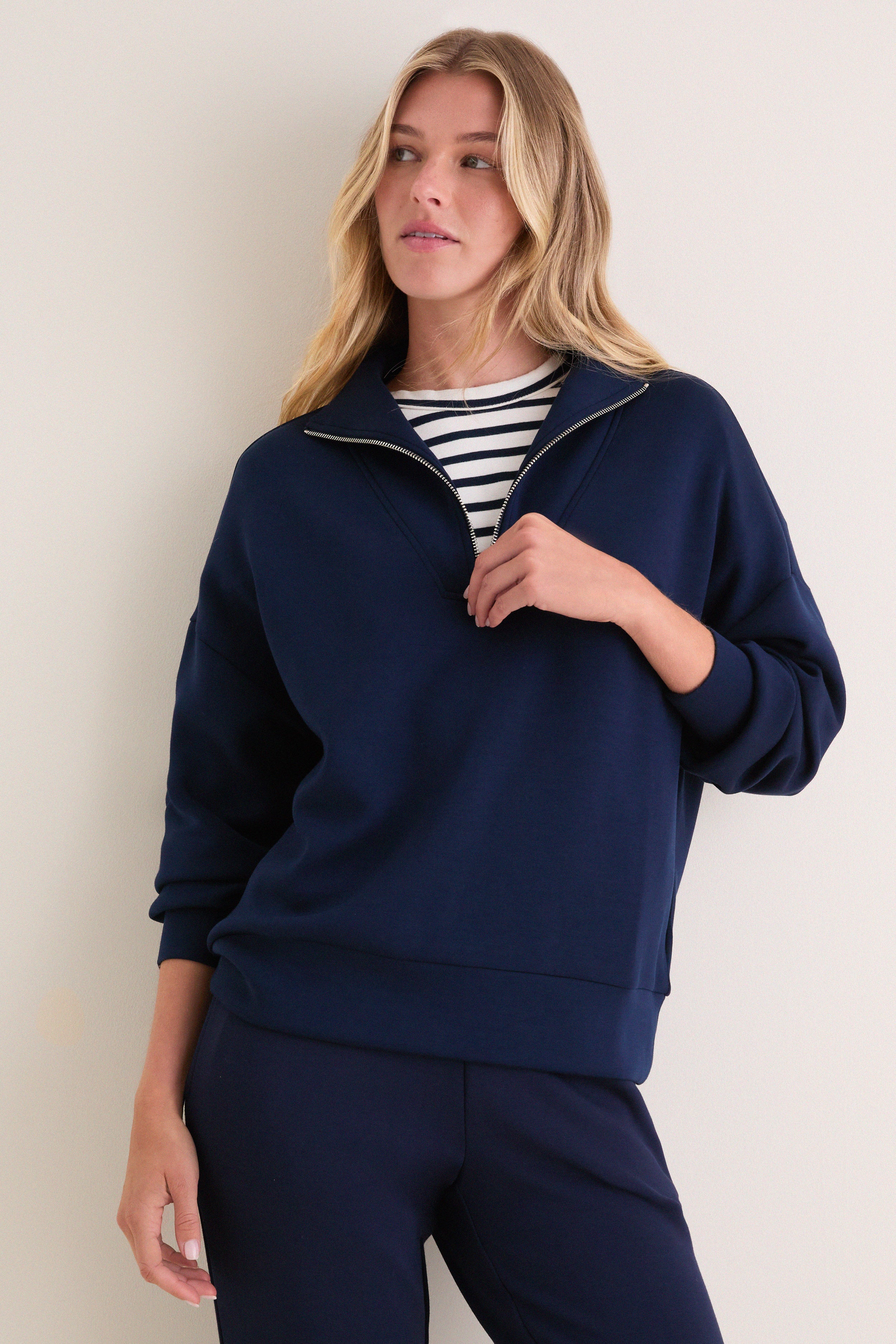 Navy Hawley Half Zip Sweat
