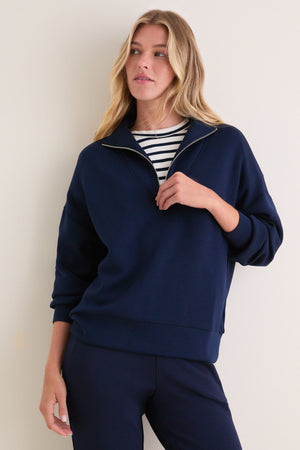 Navy Hawley Half Zip Sweat