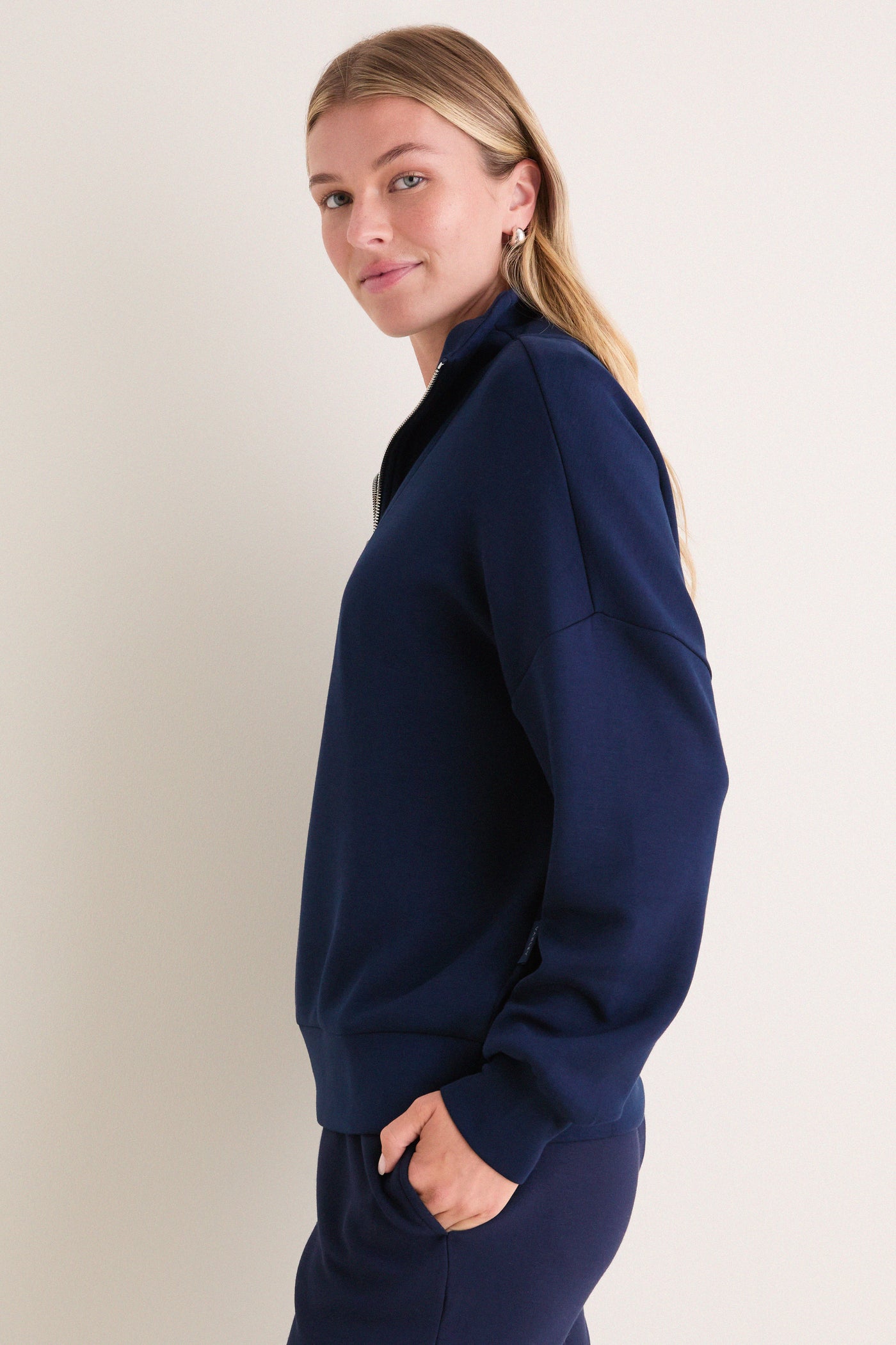 Navy Hawley Half Zip Sweat