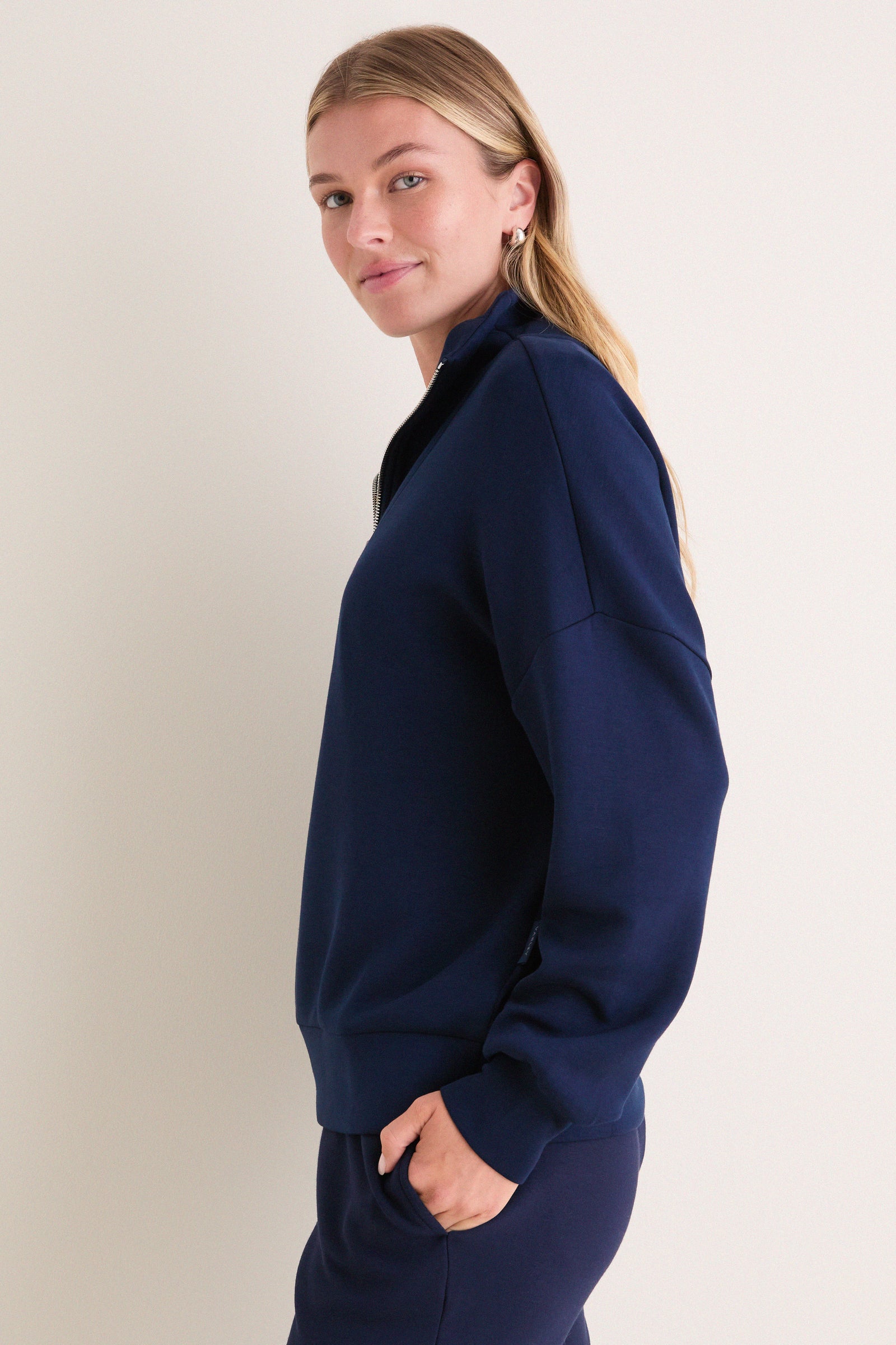 Navy Hawley Half Zip Sweat