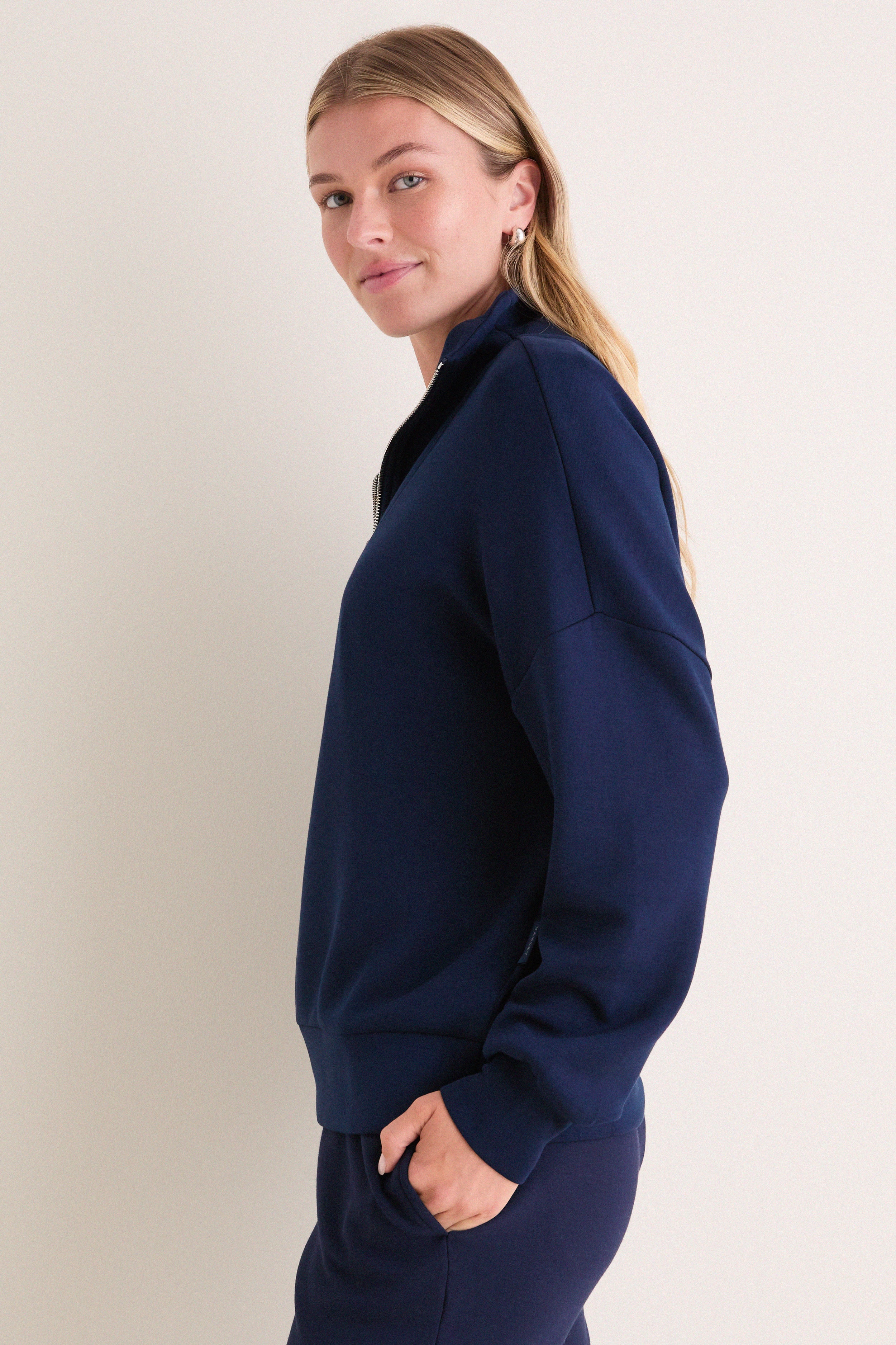 Navy Hawley Half Zip Sweat