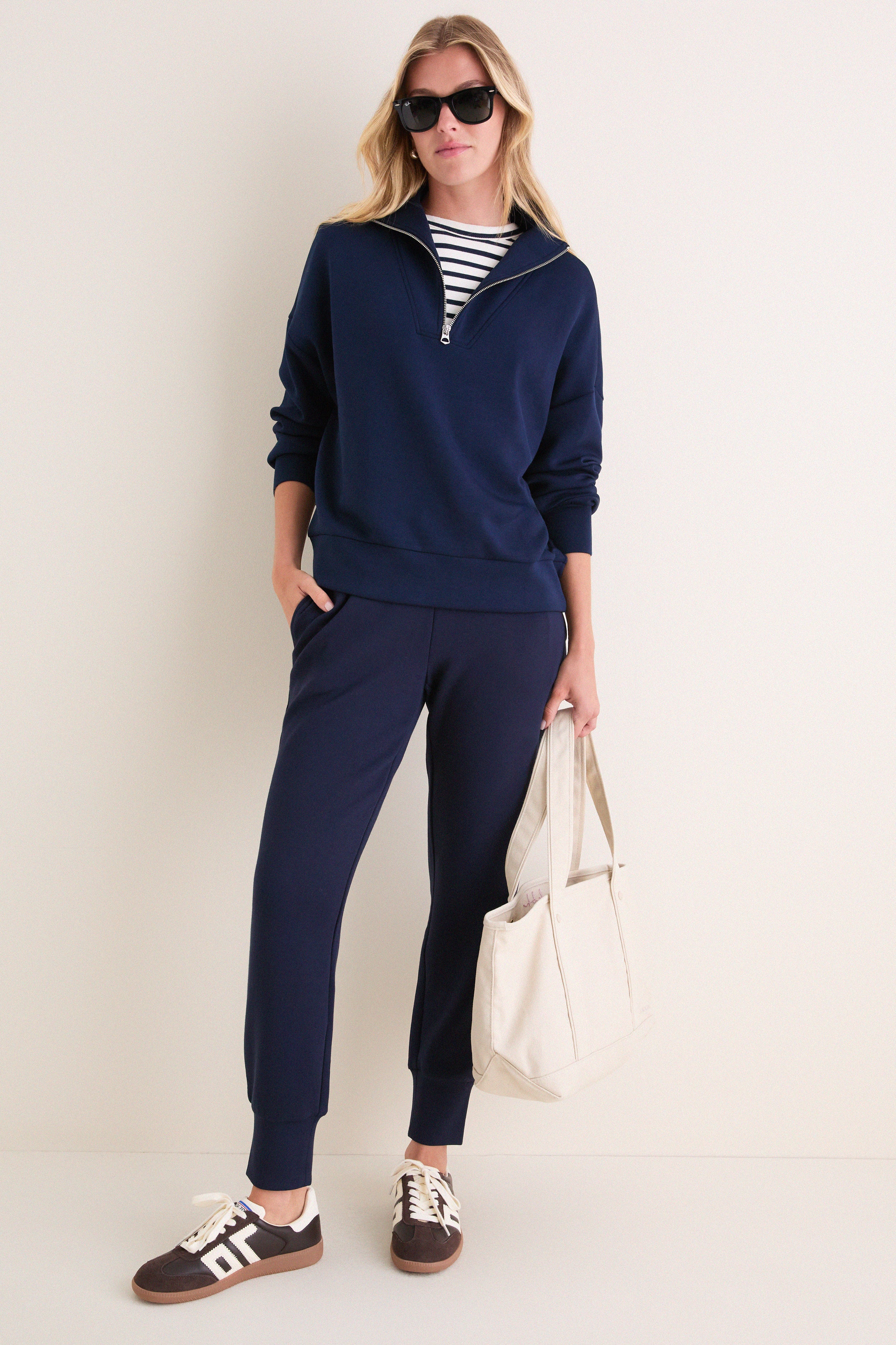 Navy Hawley Half Zip Sweat