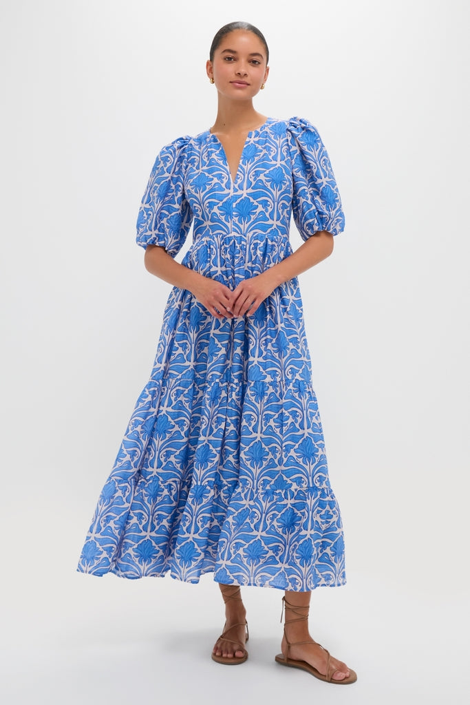 Blue Geo Floral Cara Maxi Dress