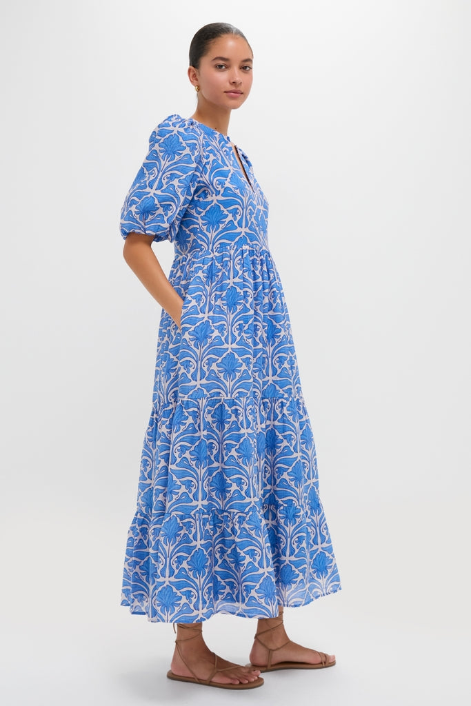 Blue Geo Floral Cara Maxi Dress