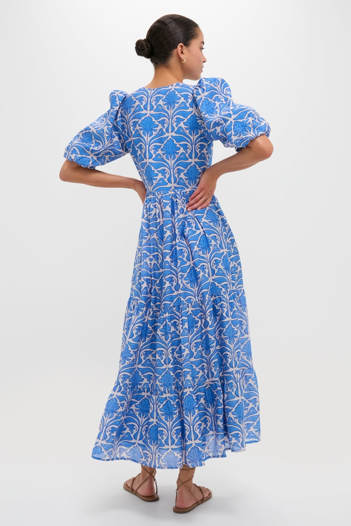 Blue Geo Floral Cara Maxi Dress | English Factory