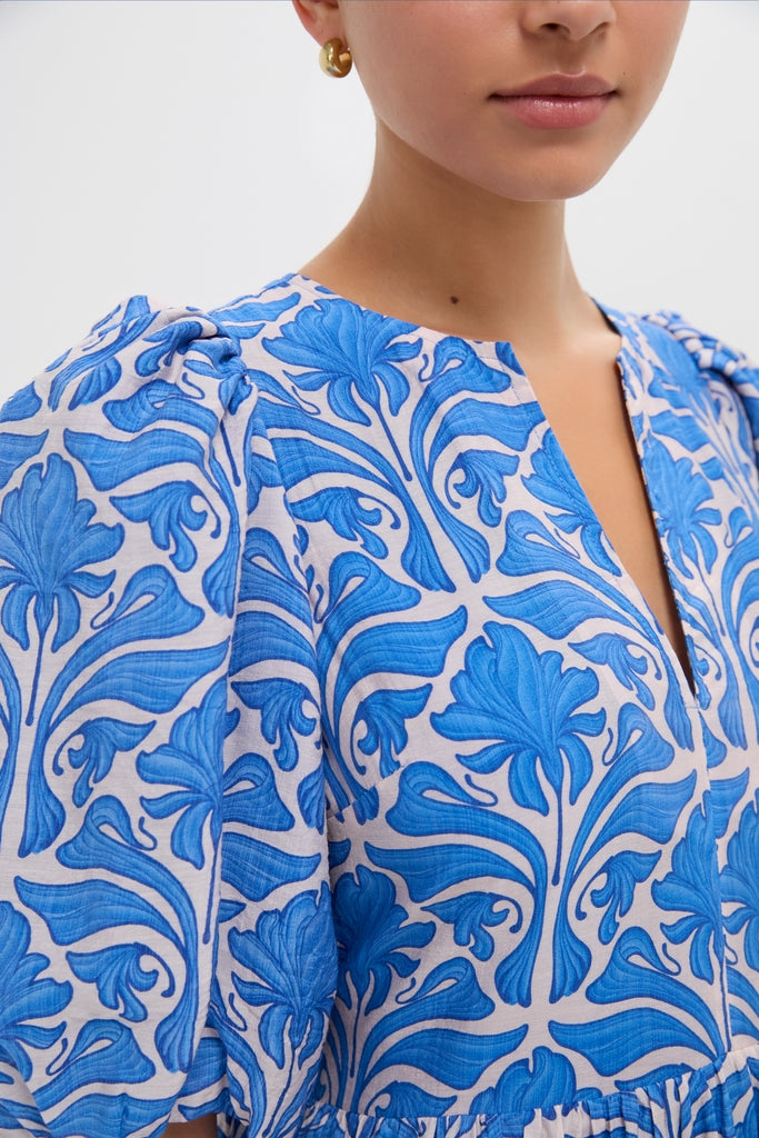 Blue Geo Floral Cara Maxi Dress