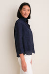 Navy Nautical Eyelet Margot Stand Collar Blouse