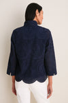 Navy Nautical Eyelet Margot Stand Collar Blouse