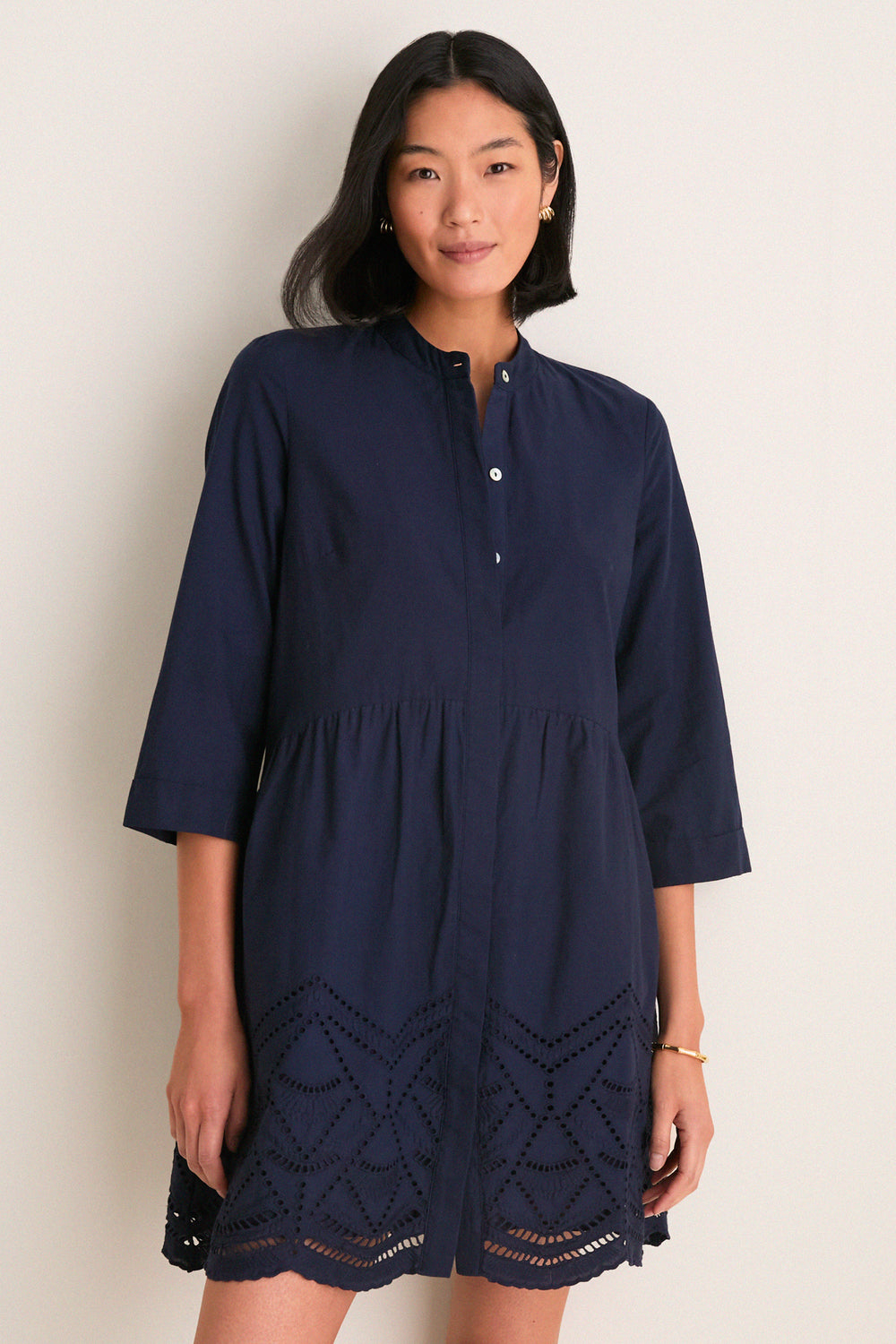 Navy Eyelet Royal Shirt Dress