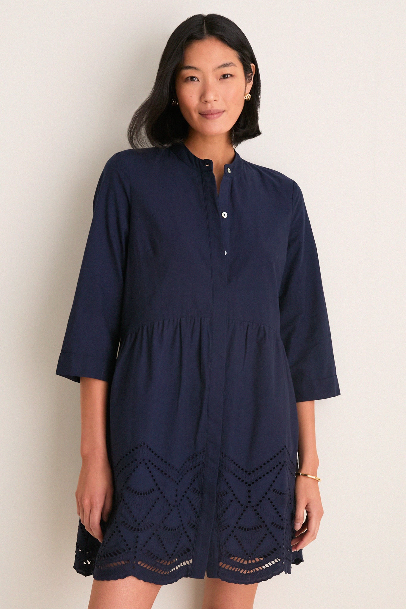 Navy Eyelet Royal Shirt Dress