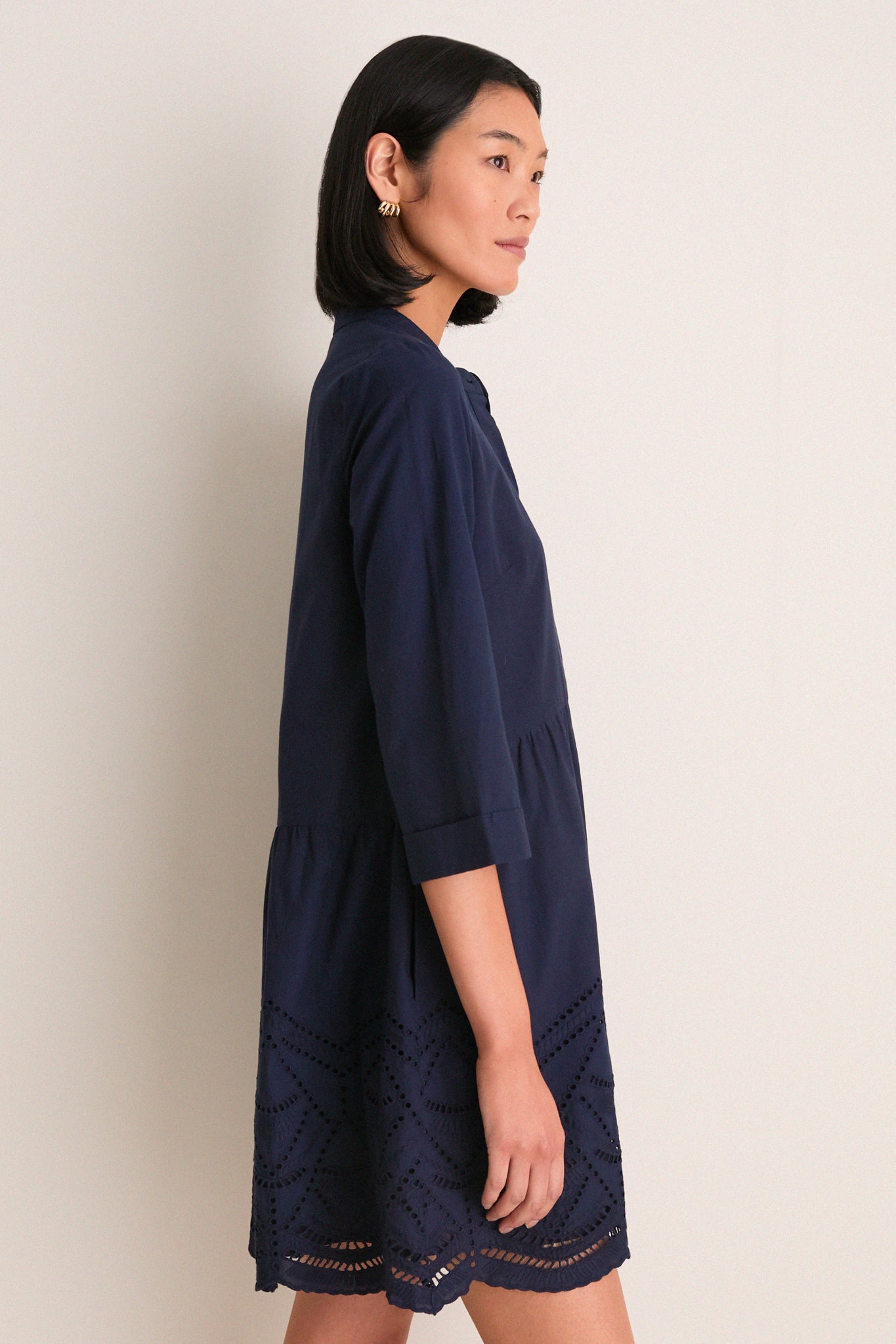Navy Eyelet Royal Shirt Dress