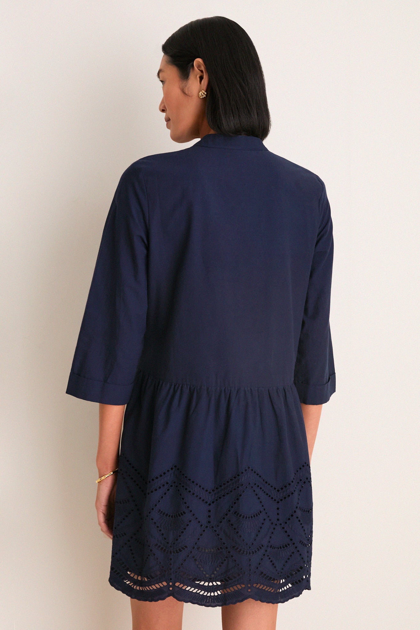 Navy Eyelet Royal Shirt Dress