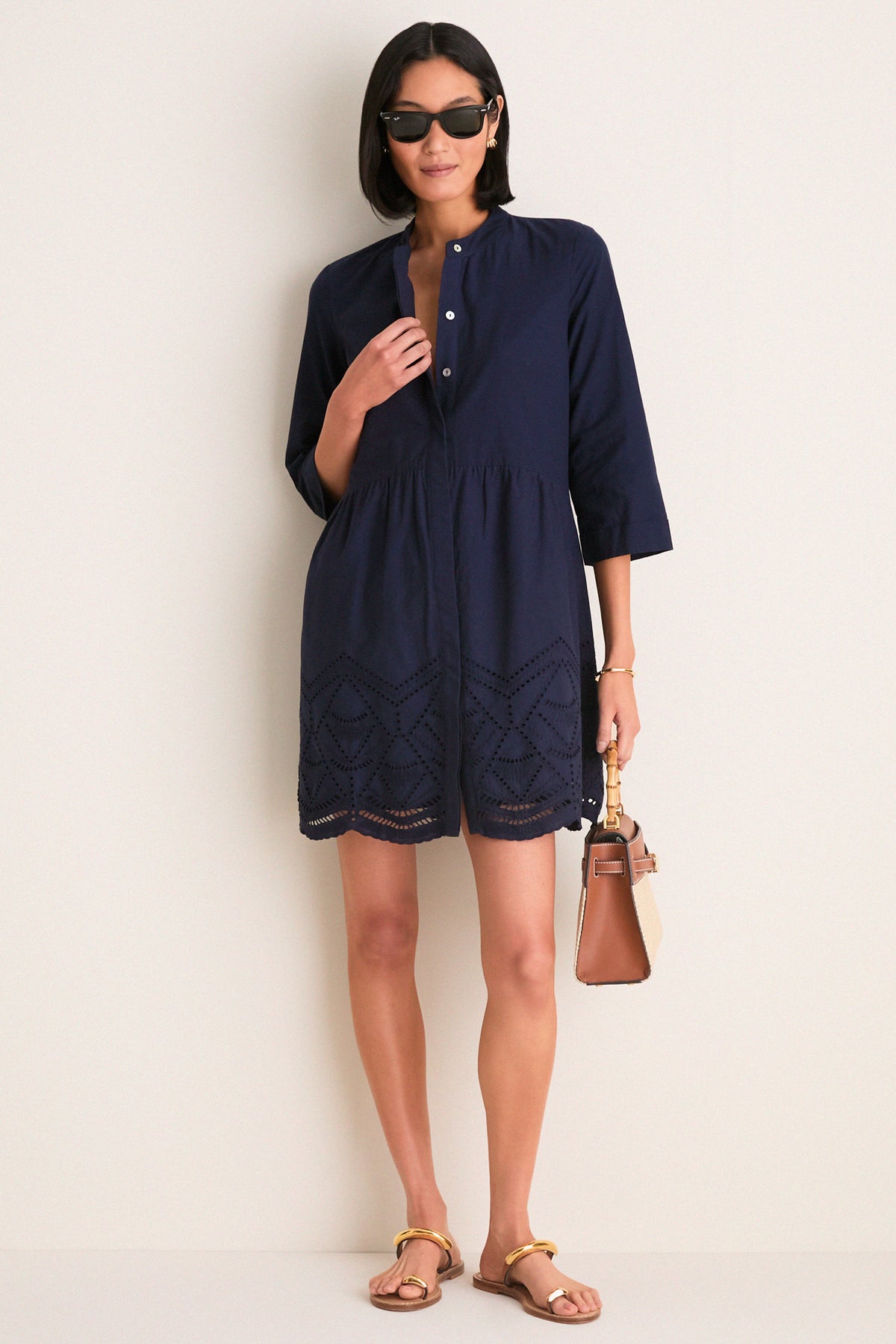 Navy Eyelet Royal Shirt Dress