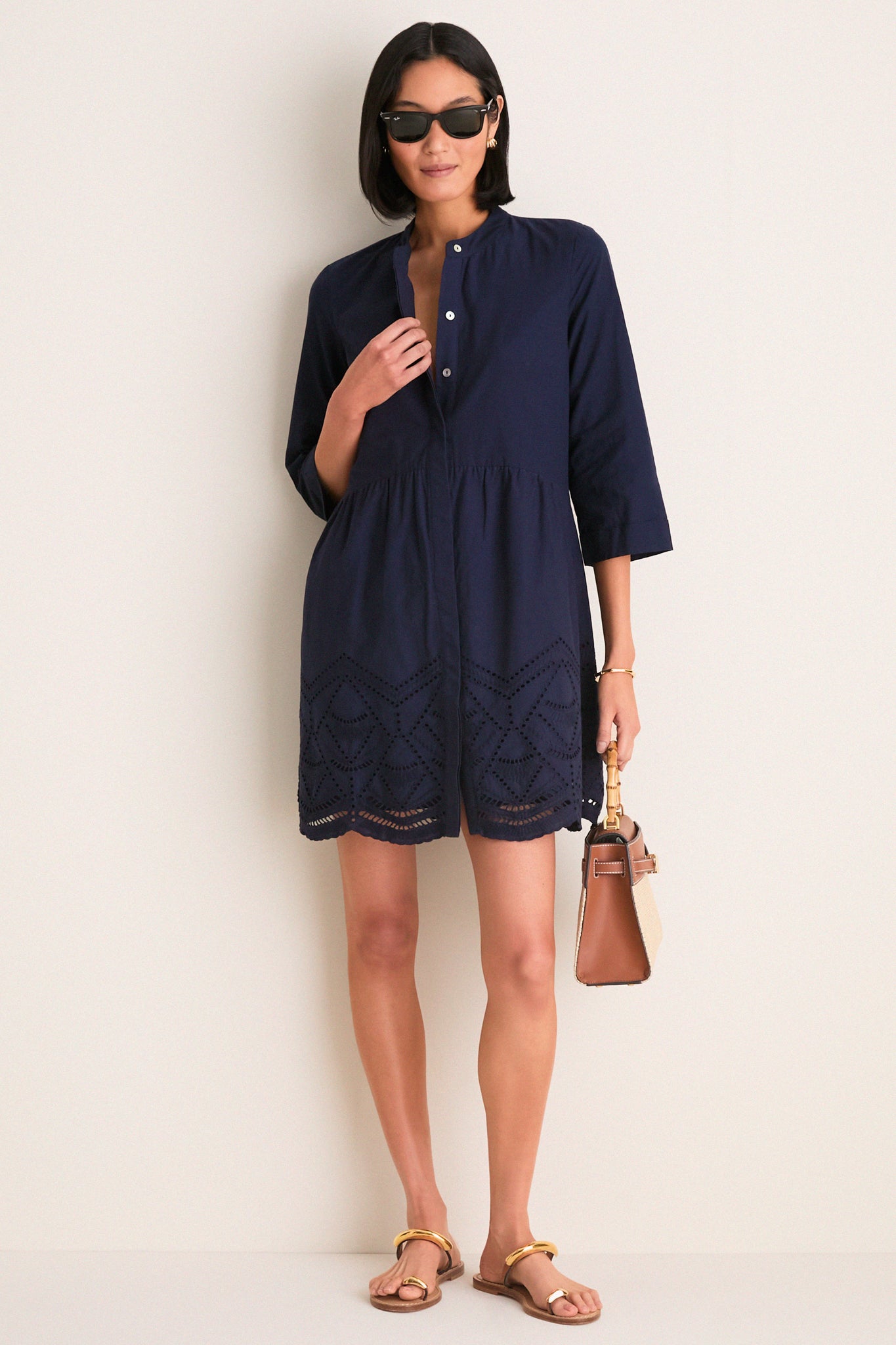 Navy Eyelet Royal Shirt Dress