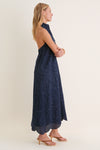 Navy Nautical Eyelet Jagger Dress