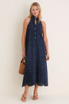 Navy Nautical Eyelet Jagger Dress