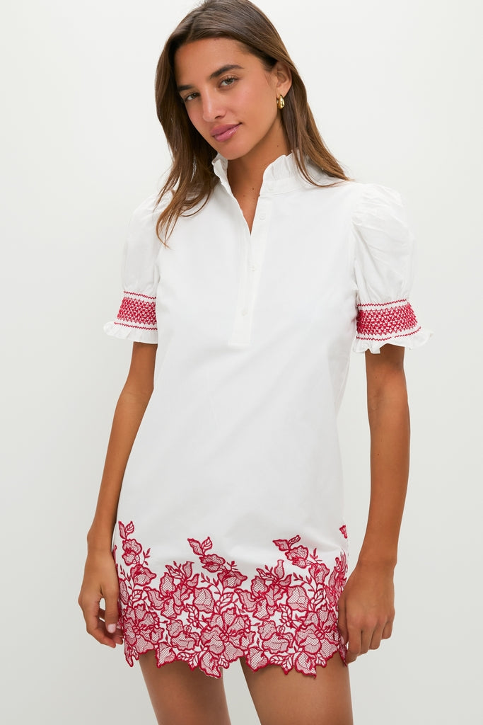 Hyacinth House White & Red Embroidery Eliza Mini Dress White with Red Embroidery / XXL