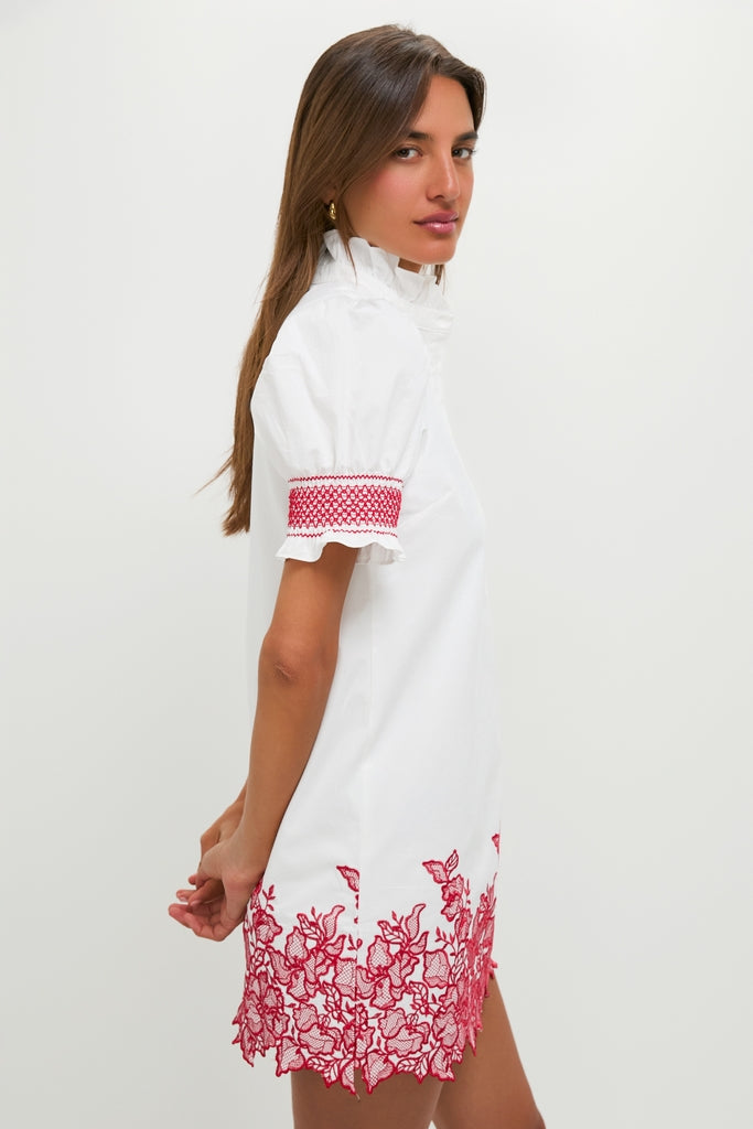 White & Red Embroidery Eliza Mini Dress | Hyacinth House White & Red Embroidery Eliza Mini Dress | Hyacinth House
