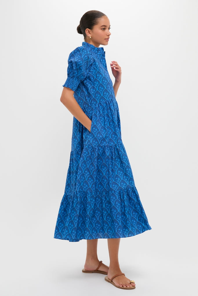 Navy & Cerulean Floral Bennett Midi Dress | Hyacinth House