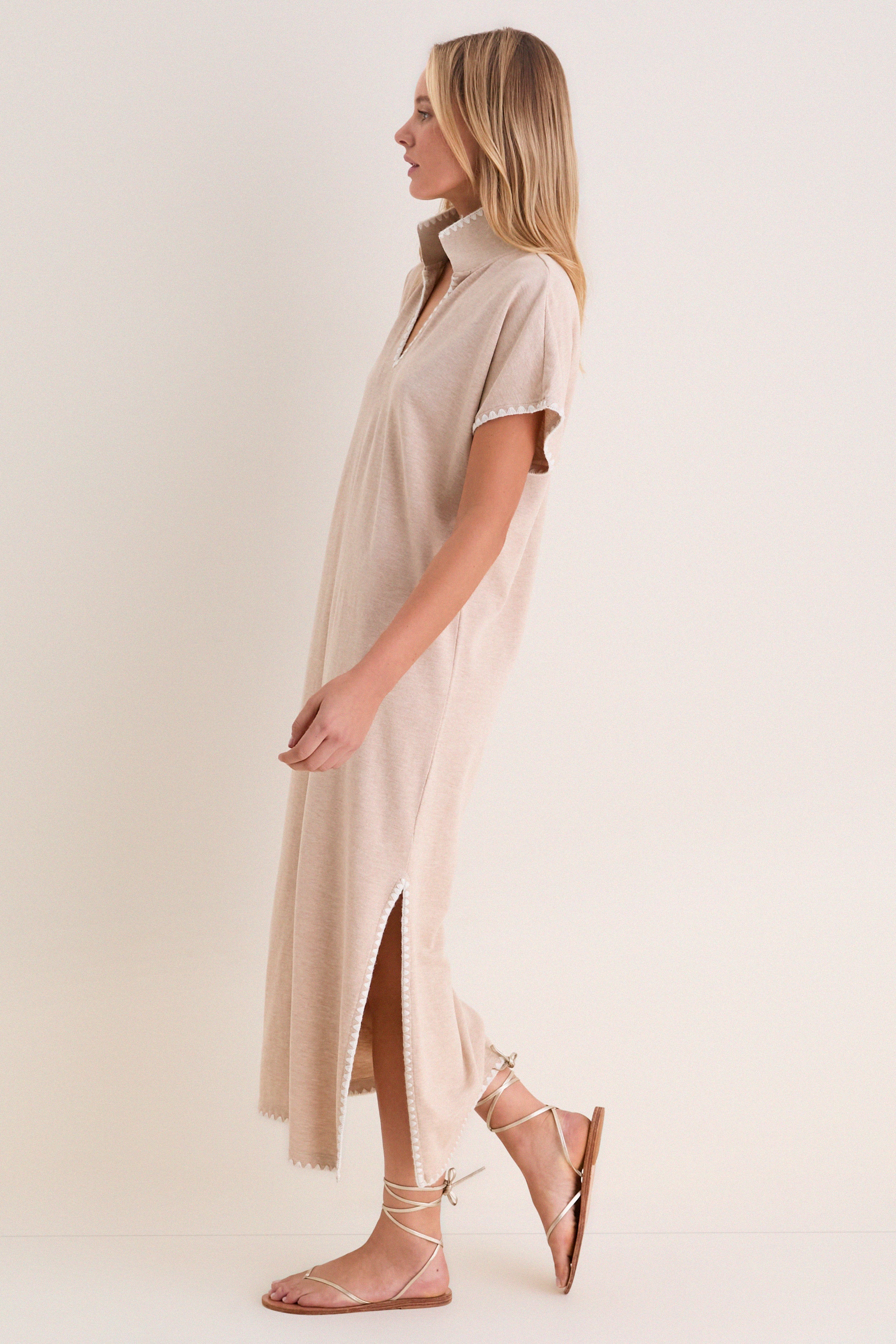 Sandstone Pique Melissa Maxi Dress