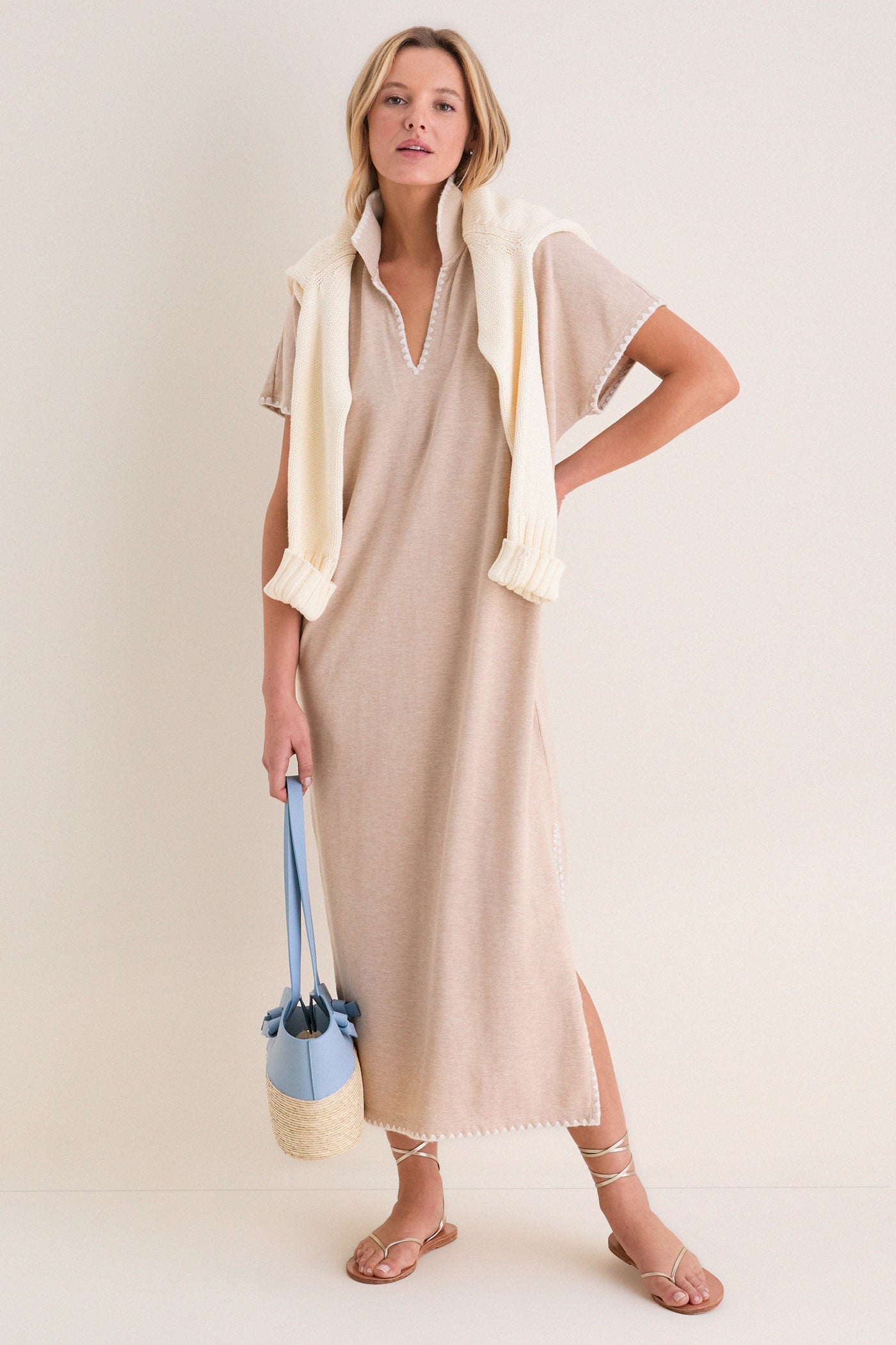 Sandstone Pique Melissa Maxi Dress