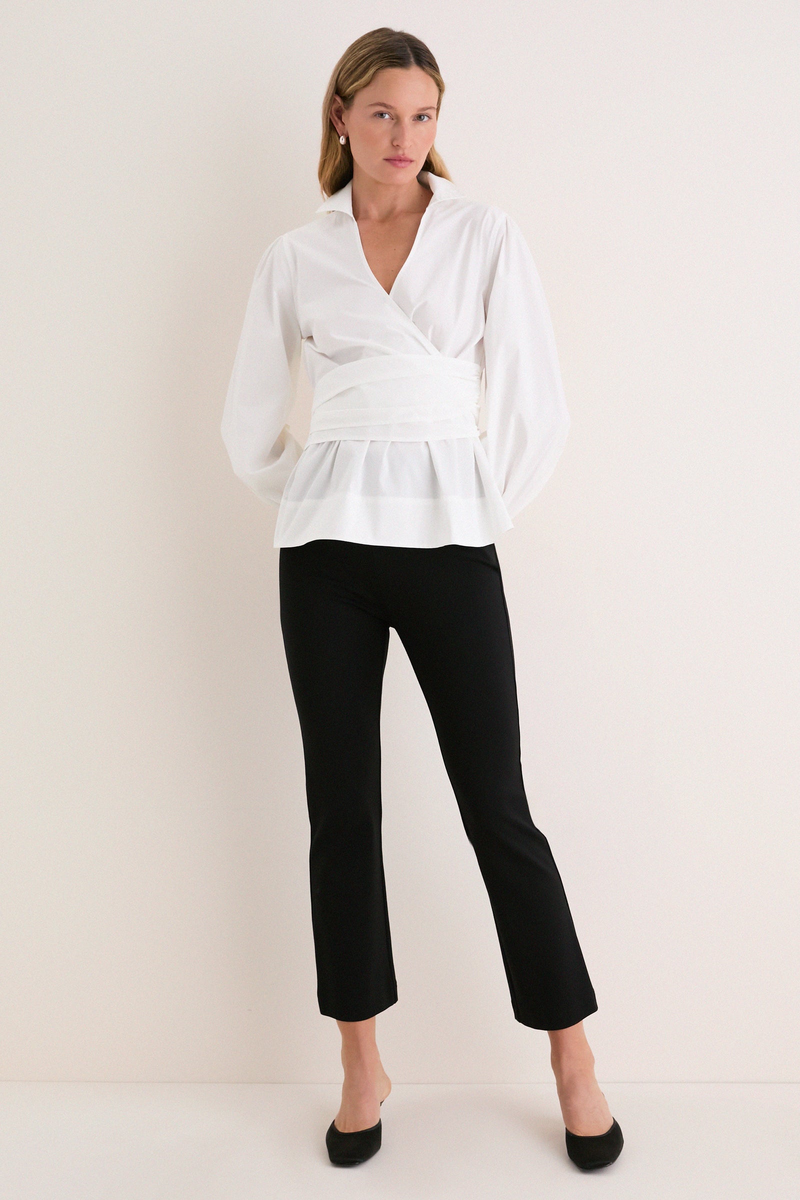 White Tie Front Bow Bea Blouse