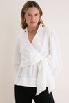 White Tie Front Bow Bea Blouse