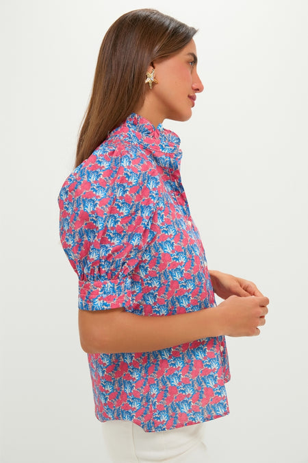 Red & Blue Floral Louisa Blouse
