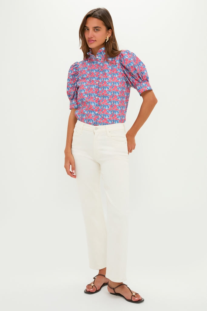 Red & Blue Floral Louisa Blouse