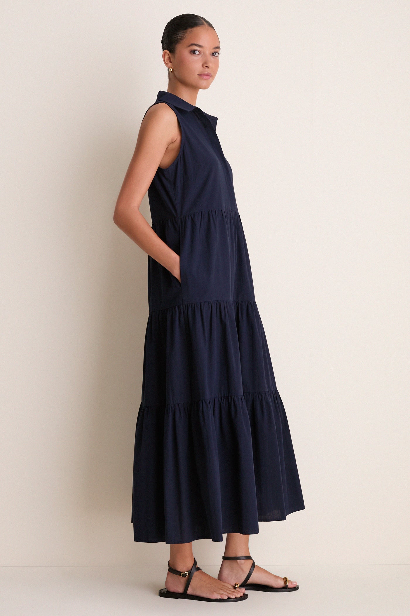 blue sleeveless maxi dress Navy Sleeveless Mabel Maxi Dress