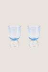 Candy Blue Hand-Blown Bubble Glass Tumbler (Set of 2)