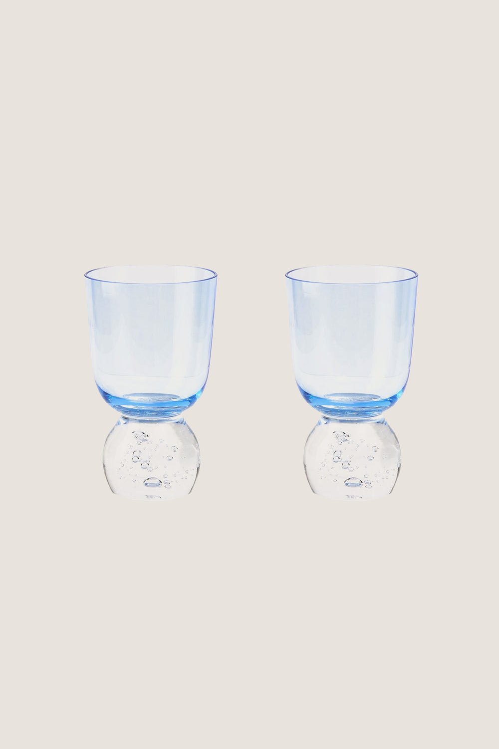 Candy Blue Hand-Blown Bubble Glass Tumbler (Set of 2)