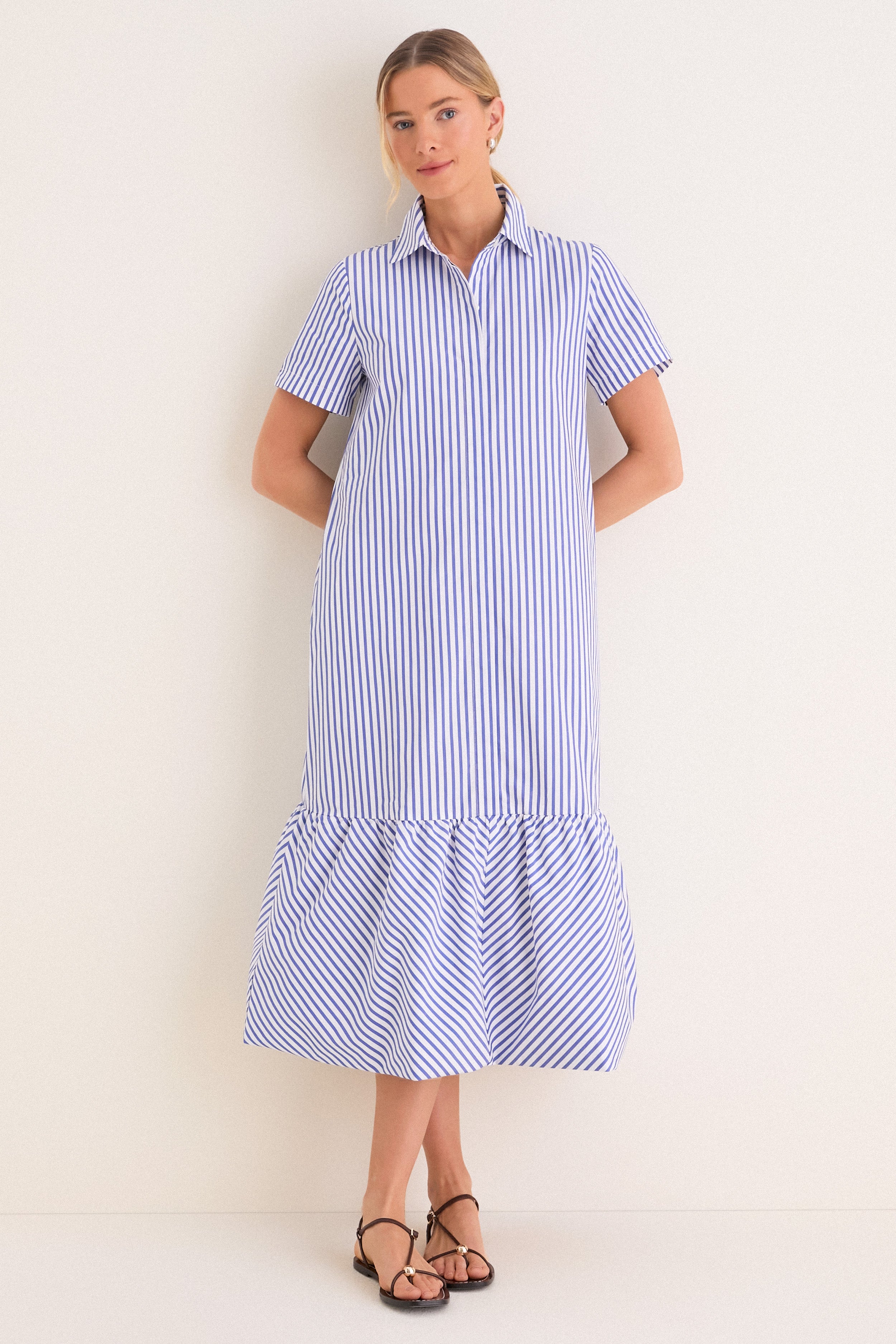 Tuckernuck Blue and White Stripe Martine Bubble Maxi Dress Blue and White Stripe / XXS