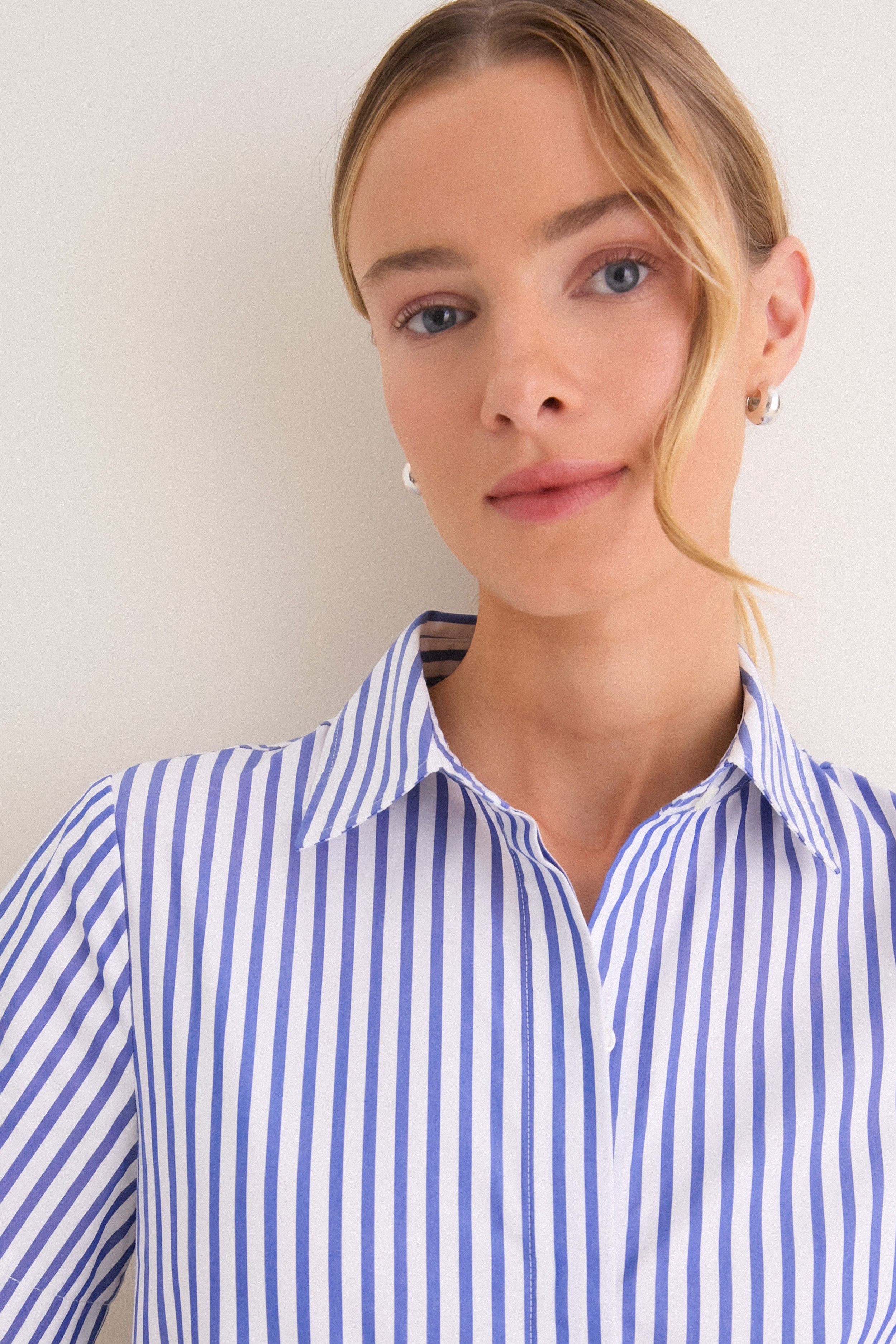 Blue and White Stripe Martine Bubble Maxi Dress