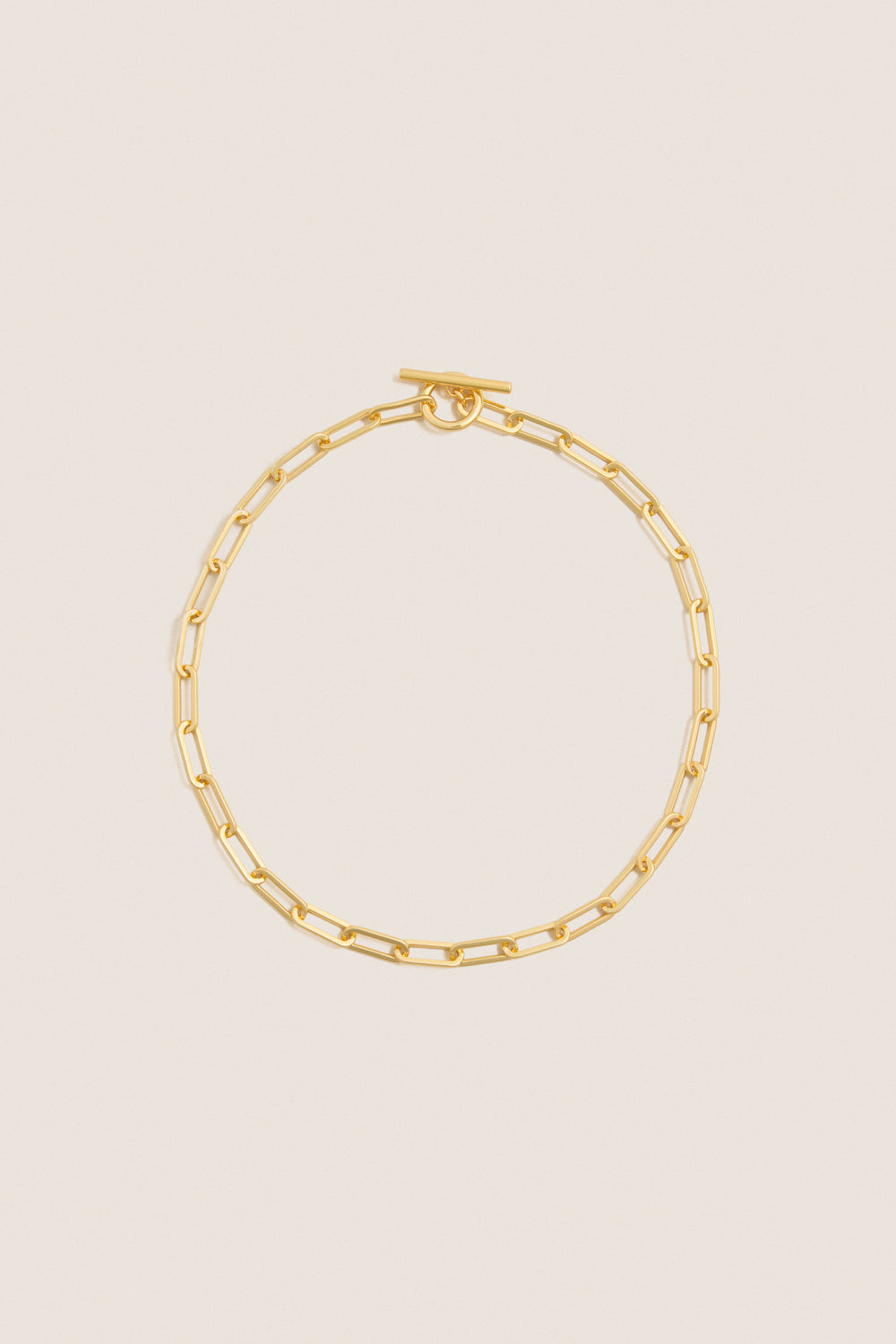 Gold Paperclip Toggle Clasp Necklace