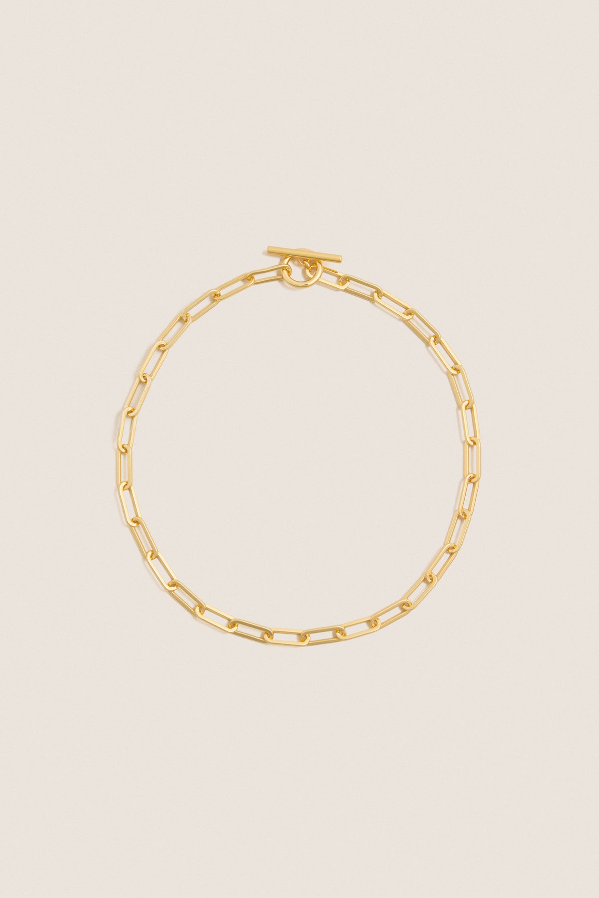 Gold Paperclip Toggle Clasp Necklace