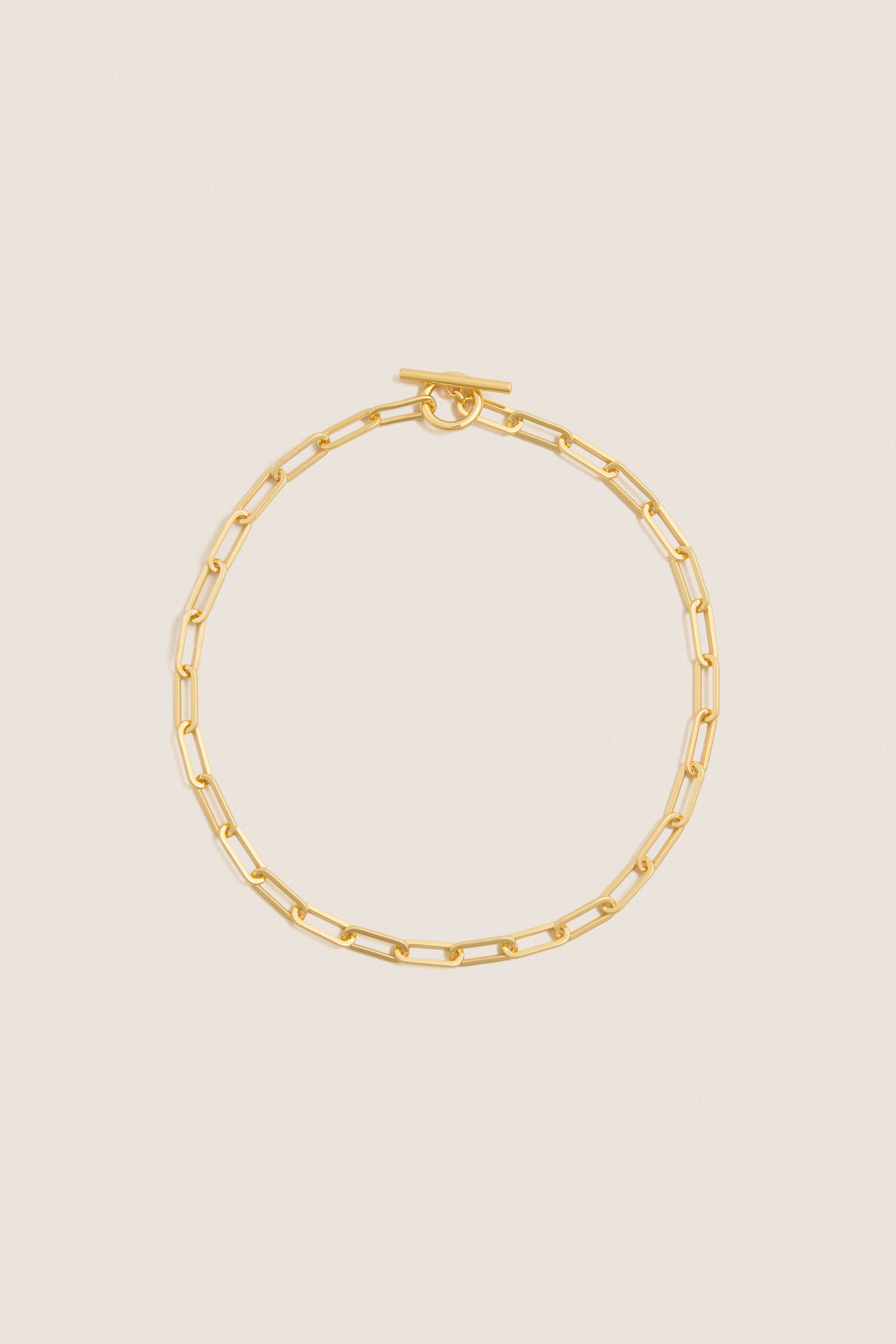 Gold Paperclip Toggle Clasp Necklace